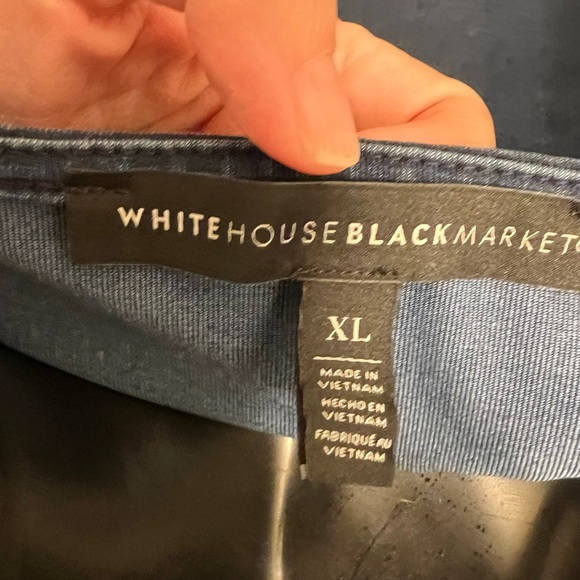 White House Black Market Blue Flutter Sleeve Blouse Navy Classic Stretch Sz XL - Picture 4 of 5